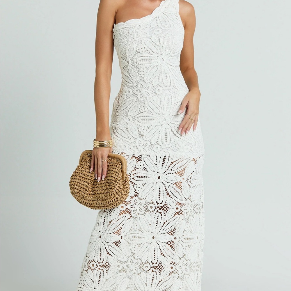 Showpo Charlene Crochet One Shoulder Maxi Dress